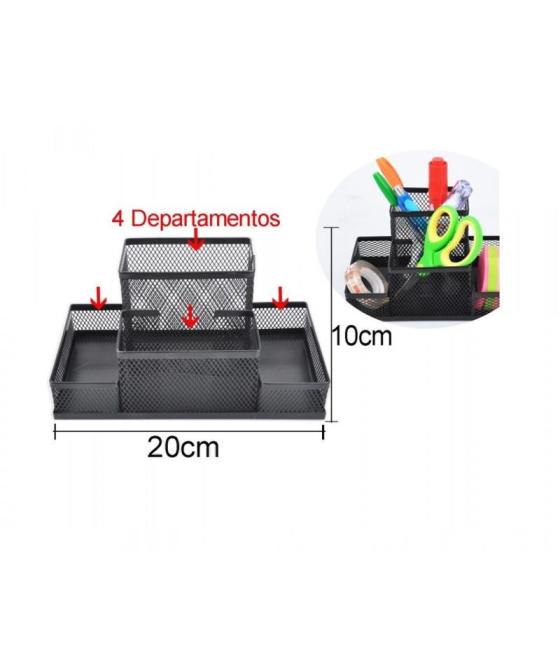 Mp organizador de escritorio 4 departamentos de rejilla 10x20cm negro