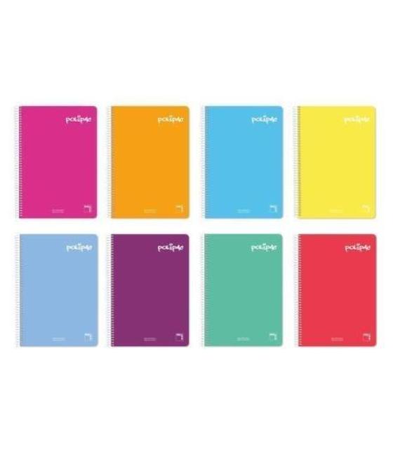 Pacsa cuaderno polipac 80h folio 70gr 4x4mm tapas pp pack 5 ud colores surtidos