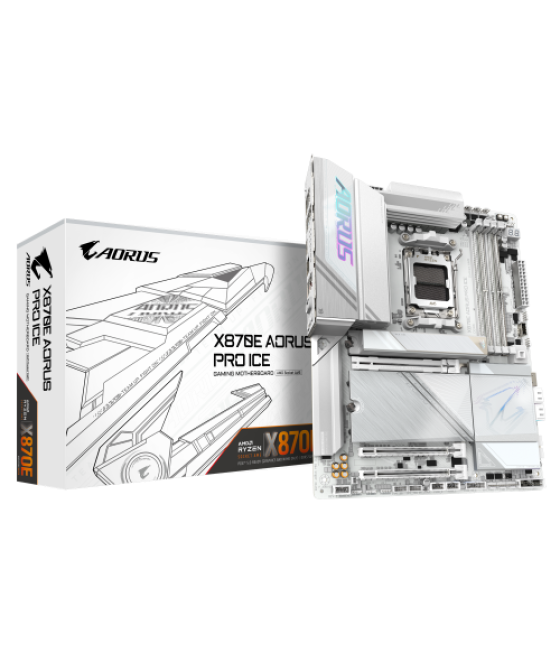 Gigabyte placa base x870e aorus pro ice - compatible con cpus amd ryzen 9000, vrm digital de 16+2+2 fases, hasta 8000mhz ddr5 (o