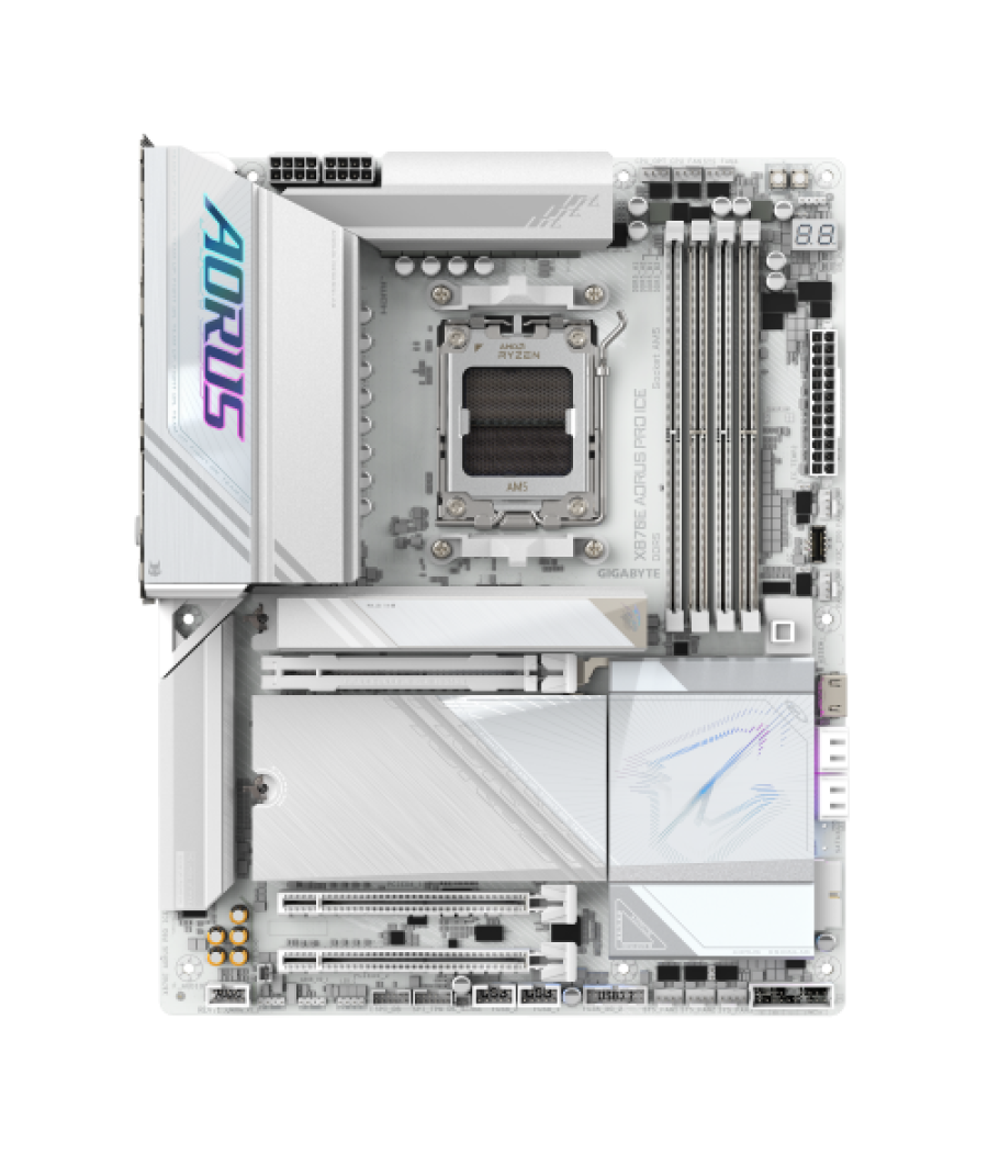 Gigabyte placa base x870e aorus pro ice - compatible con cpus amd ryzen 9000, vrm digital de 16+2+2 fases, hasta 8000mhz ddr5 (o