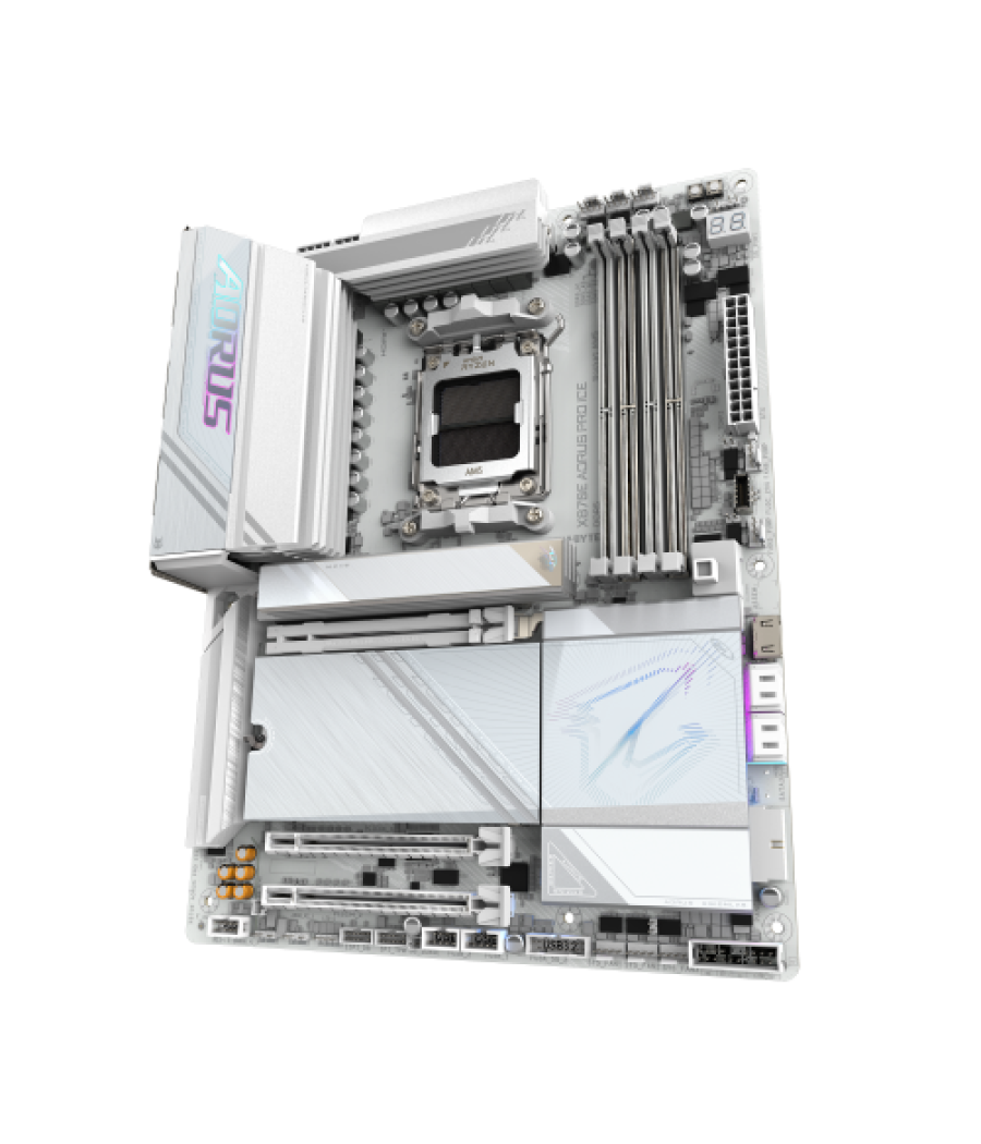 Gigabyte placa base x870e aorus pro ice - compatible con cpus amd ryzen 9000, vrm digital de 16+2+2 fases, hasta 8000mhz ddr5 (o