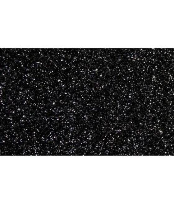 Fama goma eva 50x70cm grosor 2mm glitter negro pack 10 ud