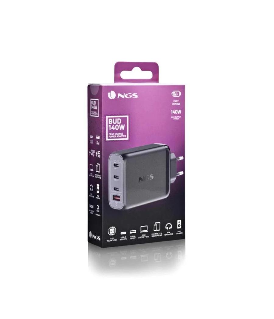 Ngs cargador ultrarapido140w 4 puertos 3usb-c 1 us