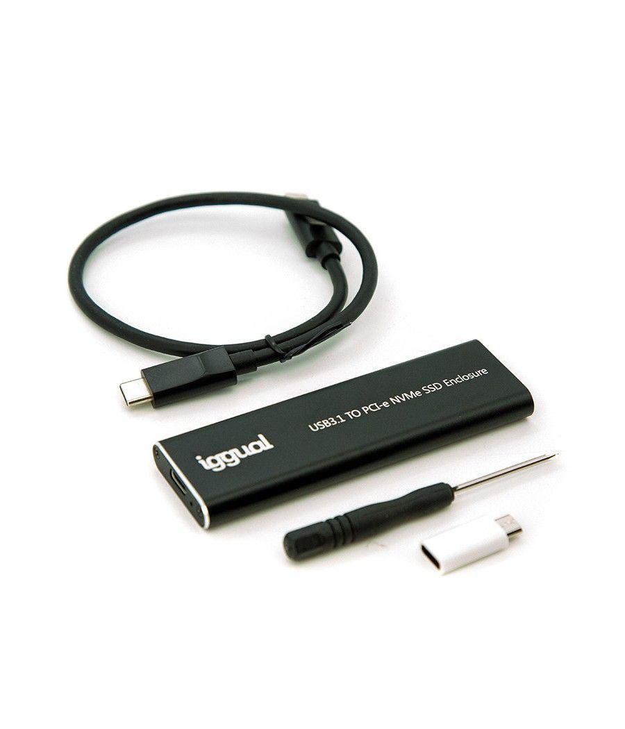 iggual Caja externa USB-C 3.1 SSD M.2 NVMe y SATA - Imagen 4