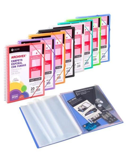 Carchivo archivex-star canguro personalizable a4 con 60 fundas pp espiral azul