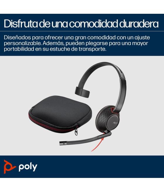 Auriculares poly blackwire 5210 monaural usb - c + conector de 3 -5 mm + adaptador usb - c - a (bulk)