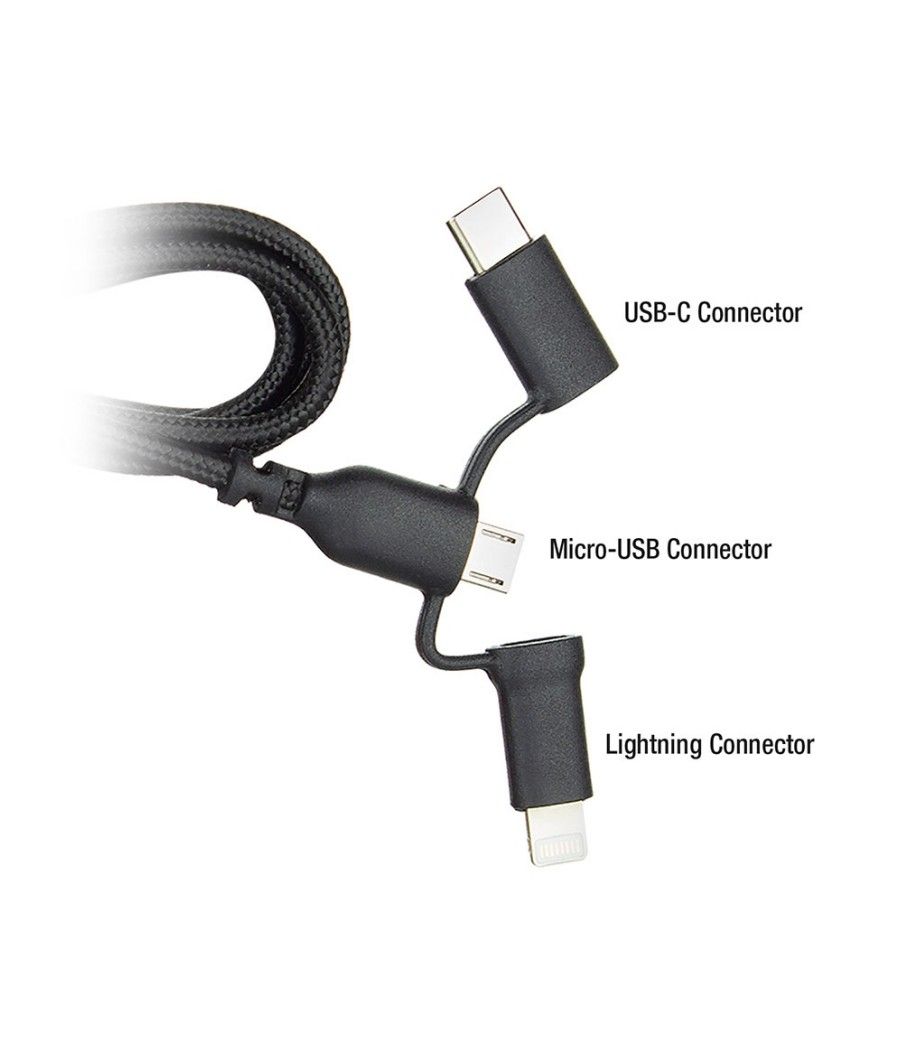 EWENT 3 EN 1, USB-A a Lightning, USB-C y Micro-USB - Imagen 6
