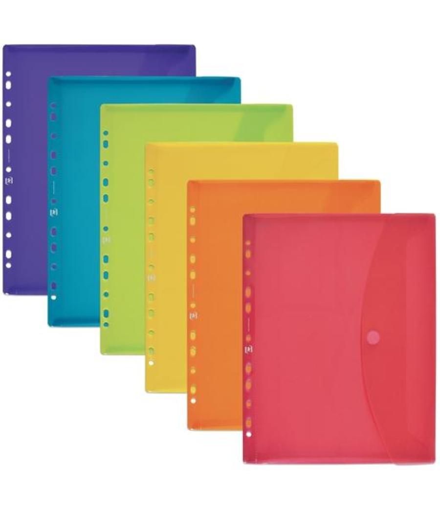 Oxford sobre multitaladro con velcro a4 plástico flexible translúcido c/surtidos
