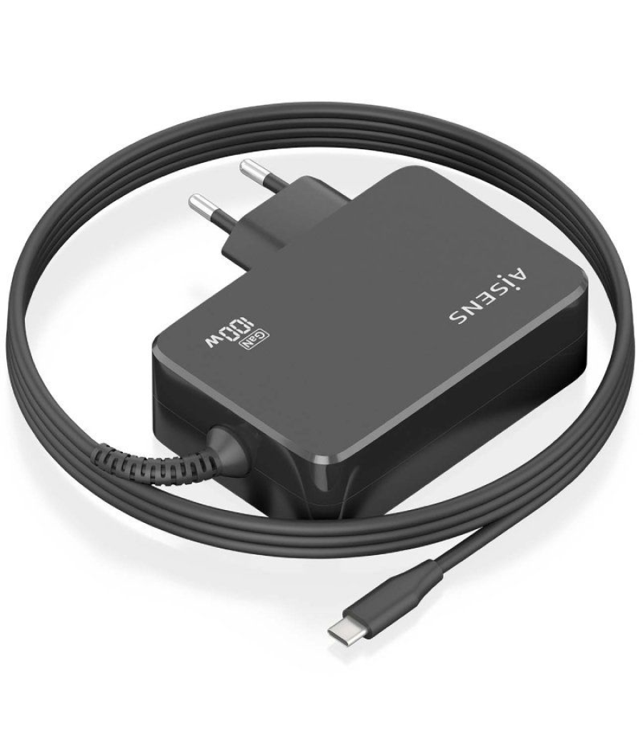 Cargador de portátil gan aisens asch-1pd100wl50-bk usb tipo-c/ 100w/ automático/ voltaje 5-20v