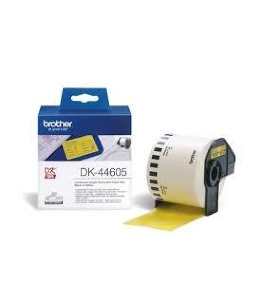 Brother cinta de papel continuo removible amarilla, 62mm x 30,48m