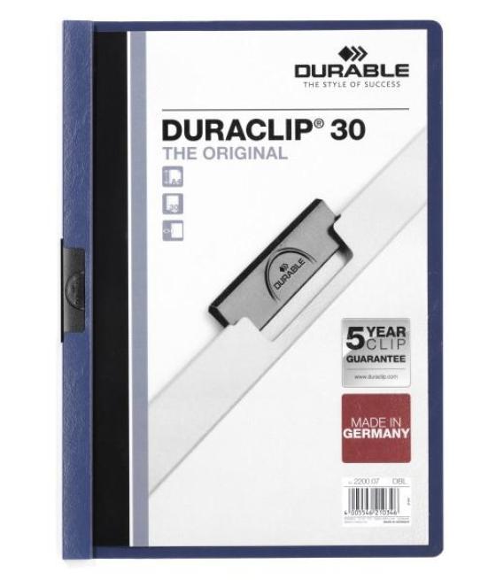Durable carpeta dossier pinza duraclip 30 azul oscuro a4 -25u-