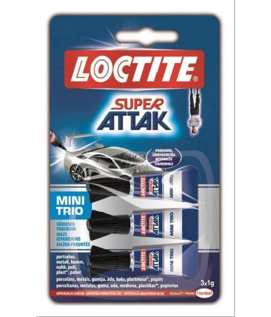 Loctite super attak mini trio adhesivo instantáneo 3x1g