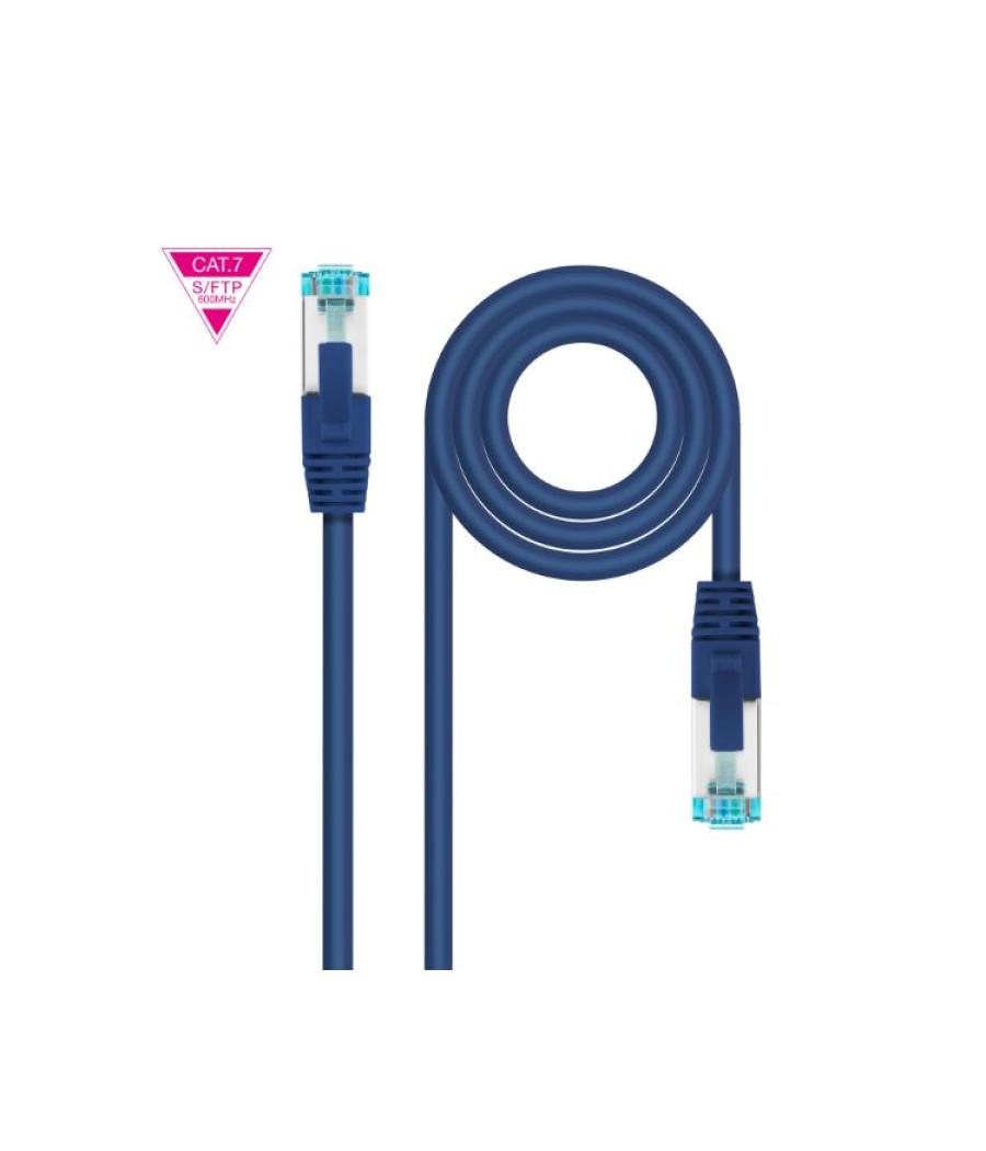 Cable de red latiguillo 600mhz lszh sftp pimf cat7 awg26 1 m azul nanocable