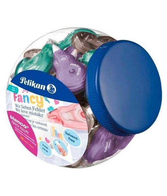 Pelikan corrector plk fancy roller 5mm x 6m bote expositor 20 c/surtidos