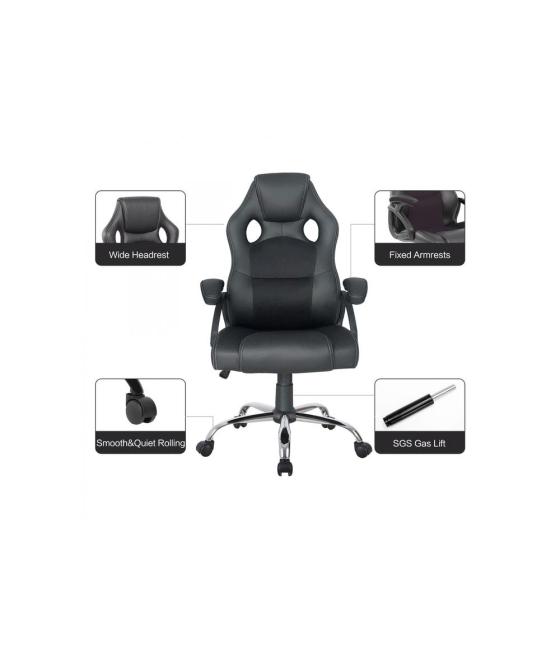 Silla de oficina equip 651016 negra respaldo acolchado ergonomica
