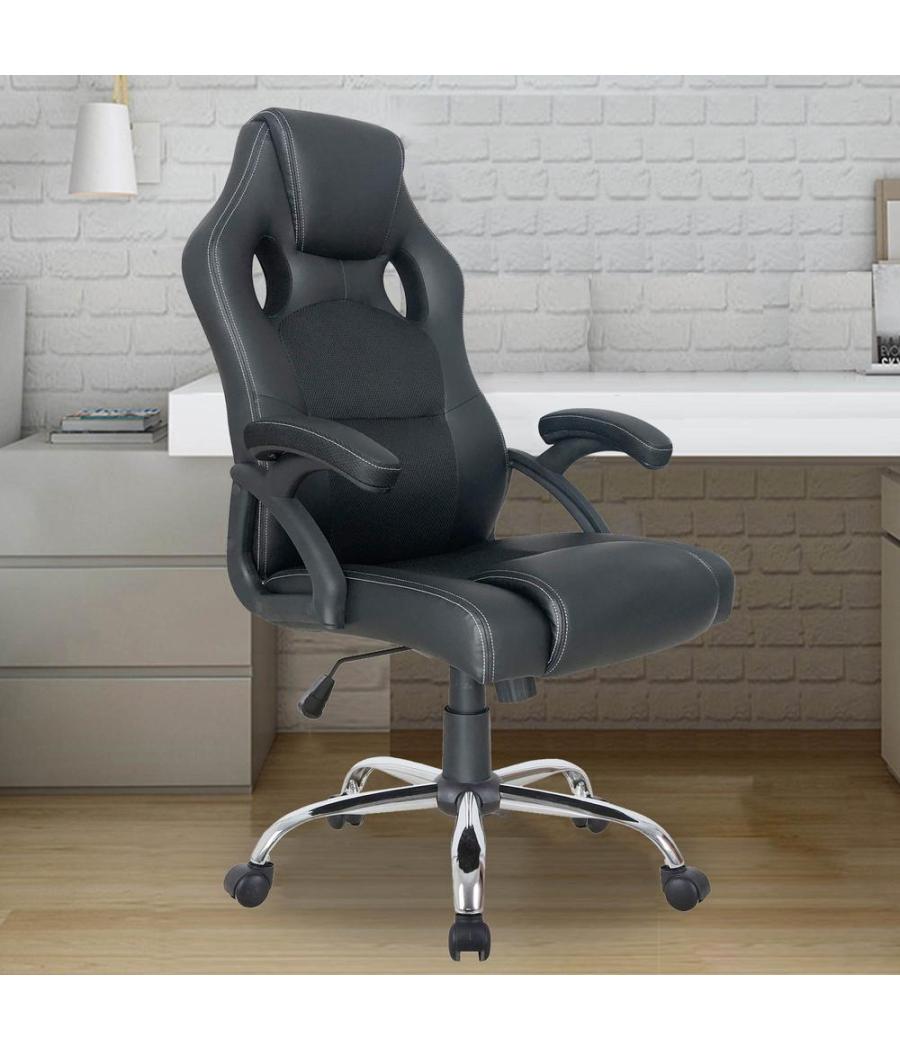 Silla de oficina equip 651016 negra respaldo acolchado ergonomica
