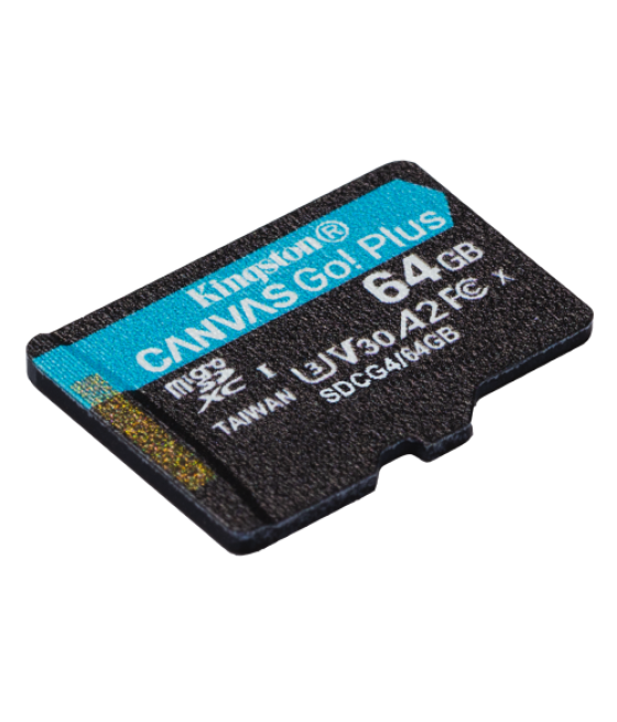 Kingston technology tarjeta microsdxc canvas go plus gen4 de 64 gb, 200 mb/s, a2 u3 v30 y adaptador