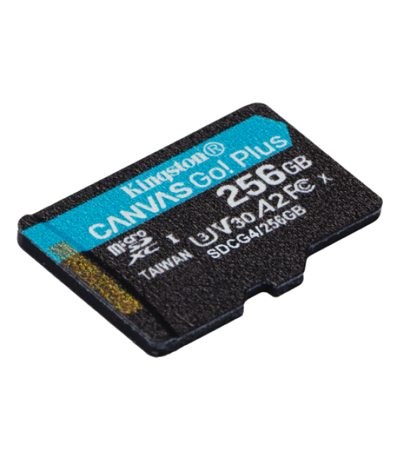 Kingston technology tarjeta microsdxc canvas go plus gen4 de 256 gb, 200 mb/s, a2 u3 v30 y adaptador