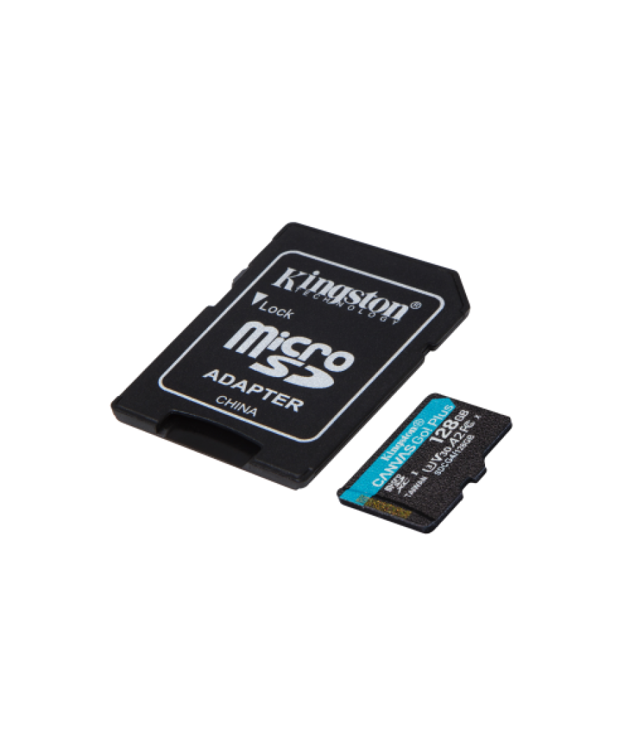 Kingston technology tarjeta microsdxc canvas go plus gen4 de 128 gb, 200 mb/s, a2 u3 v30 y adaptador