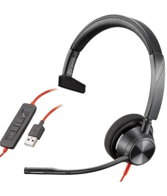 Hp poly auriculares blackwire c3310 diadema monoaural c/ micrófono control de volumen cable usb negro