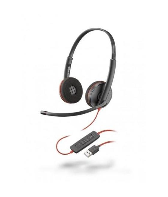 Hp poly auriculares blackwire c3220 diadema biaural estéreo micrófono control de volumen cable usb-a negro