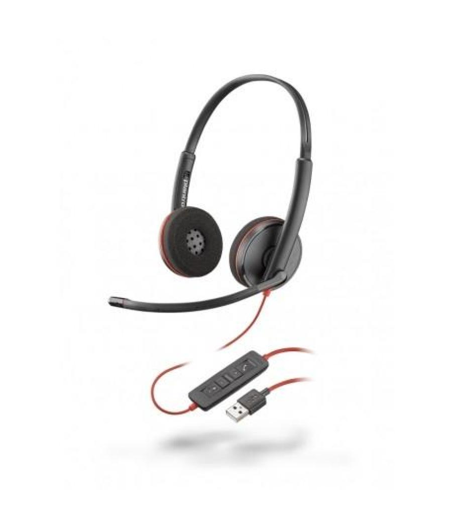 Hp poly auriculares blackwire c3220 diadema biaural estéreo micrófono control de volumen cable usb-a negro
