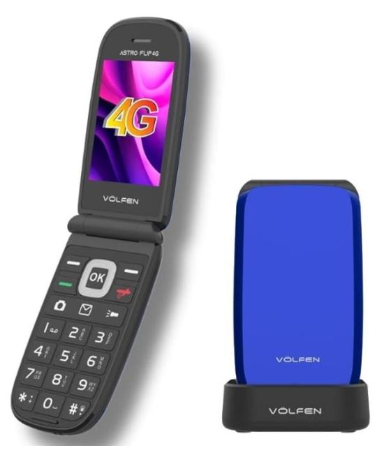 Volfen telefono movil astro flip 4g pantalla xxl tipo choncha azul