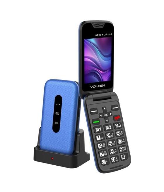 Volfen telefono movil nexo flip tipo choncha con base azul
