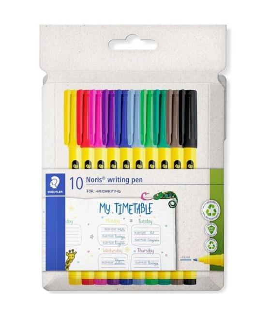 Staedtler rotuladores noris writing pen 307 punta fina c/surtidos estuche 10 ud