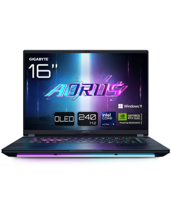 Gigabyte aorus master 16 byh portátil gaming - 16,0“, 240hz oled, intel core 275hx, nvidia rtx 5080 gpu, 32gb ddr5 5600mhz, 1 x 