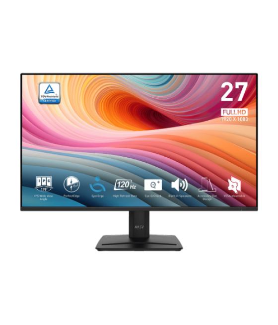 Msi monitor pro mp275 e2. 27" fhd 1920x1080 ips plano. 120hz.adaptive-sync. negro