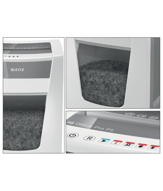 Destructora de documentos leitz iq office pro p5 capacidad de corte 15 hojas destruye grapas y clips 30