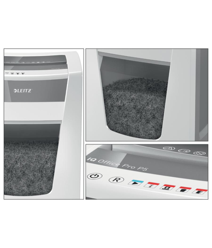 Destructora de documentos leitz iq office pro p5 capacidad de corte 15 hojas destruye grapas y clips 30