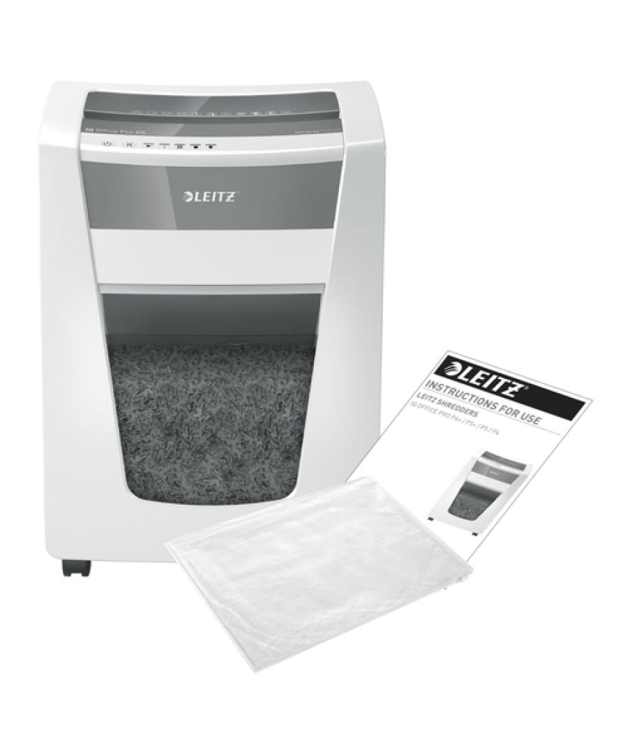 Destructora de documentos leitz iq office pro p5 capacidad de corte 15 hojas destruye grapas y clips 30