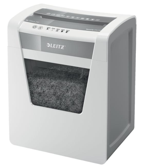 Destructora de documentos leitz iq office p5 capacidad de corte 10 hojas destruye grapas y clips 23 litros