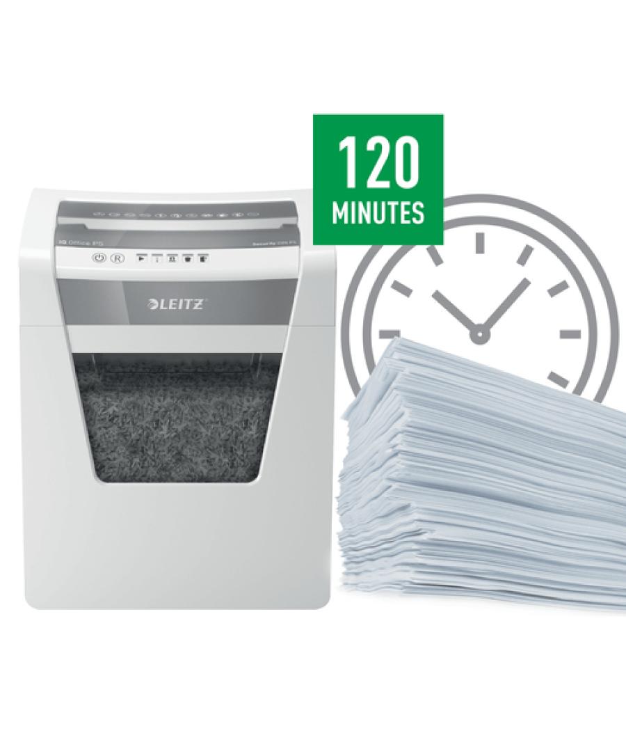 Destructora de documentos leitz iq office p5 capacidad de corte 10 hojas destruye grapas y clips 23 litros
