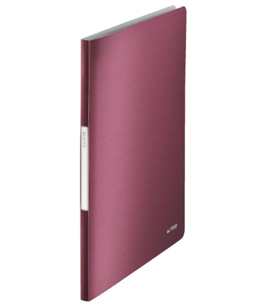 Carpeta leitz escaparate style 40 fundas polipropileno tapa rigida din a4 color rojo granate