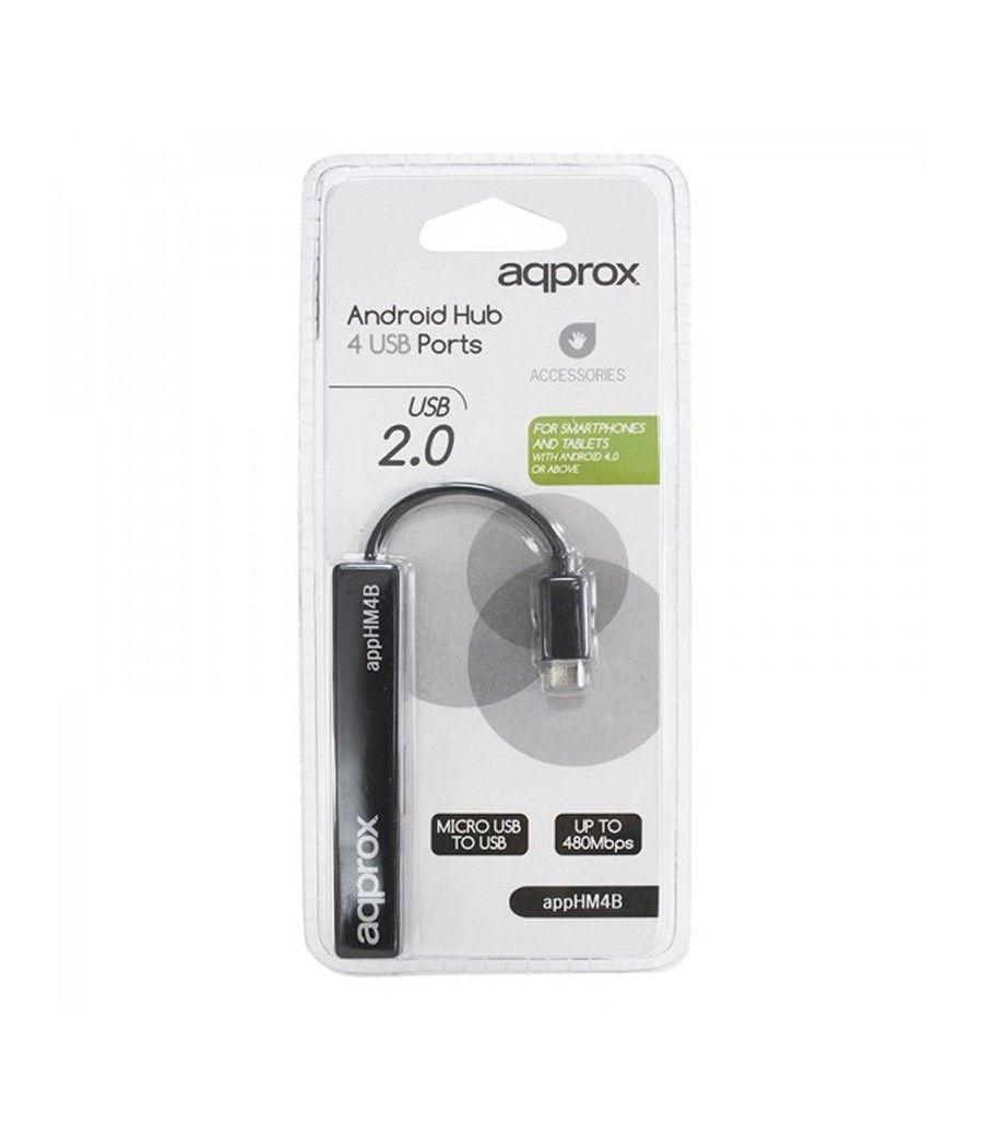 approx! APPHM4B HUB 4 puertos USB 2.0 Tablet Negro - Imagen 2