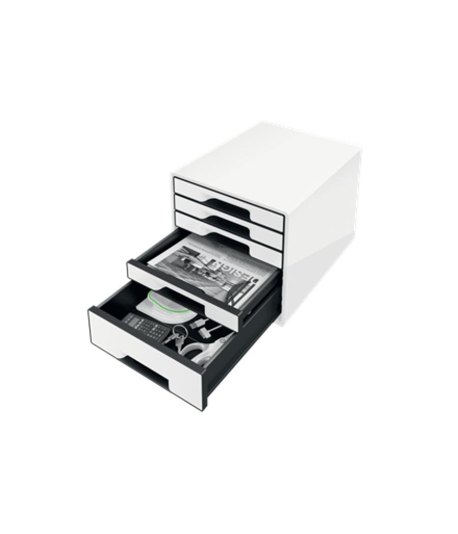 Fichero cajones de sobremesa leitz wow desk cube 1 cajon grande y 4 pequeños color blanco/negro