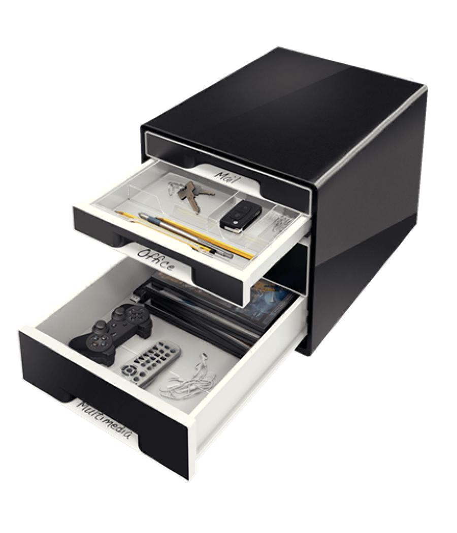 Fichero cajones de sobremesa leitz dual desk cube 2 cajones grandes y 2 pequeños color negro/antracita