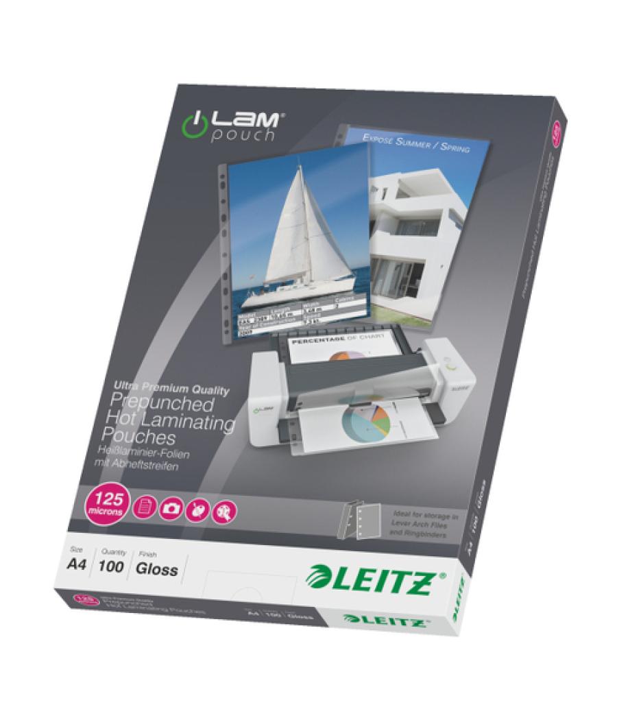 Bolsa de plastificar leitz din a4 multitaladro 125 mc caja de 100 unidades