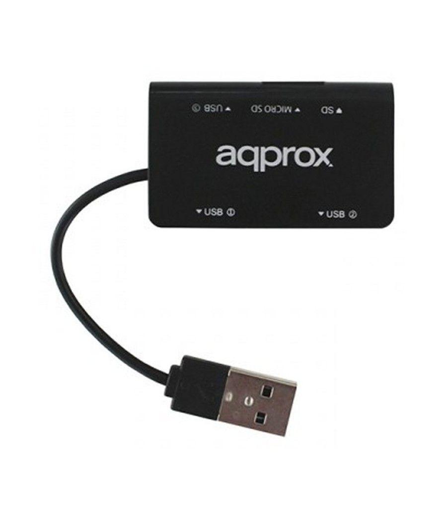 approx APPHT8B Hub 3 usb 2.0+Lec.SD/MicroSD Negro - Imagen 4