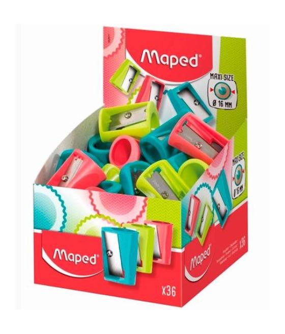 Maped sacapuntas vivo maxi 1 agujero c/surtidos expositor 30 ud