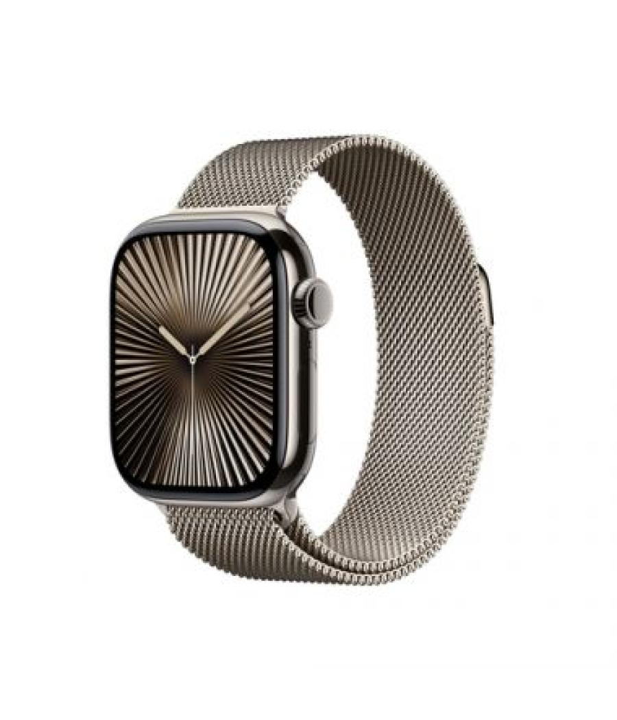 Apple watch series 10 gps + cellular 42mm natural titanium case with natural milanese loop