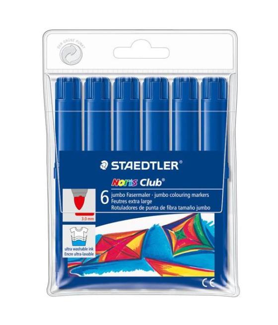 Staedtler rotulador grueso noris club azul estuche 6 ud