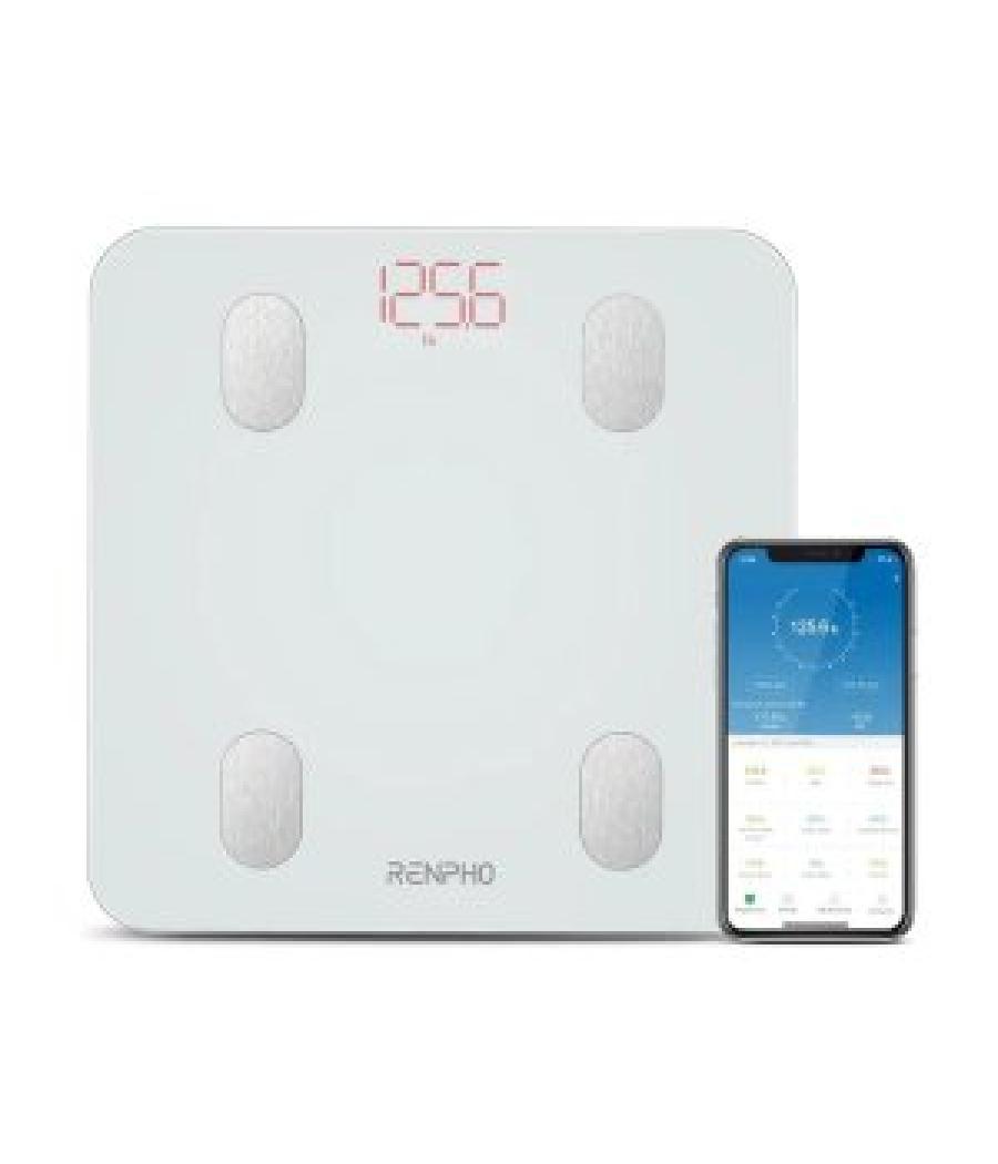 Bascula de baño inteligente renpho elis 1s bluetooth con app analisis corporal imc color blanco