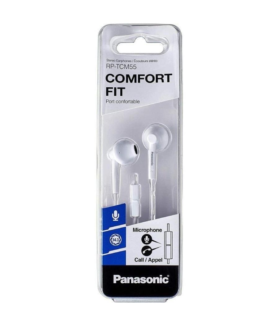 Auriculares intrauditivos panasonic rp-tcm55/ con micrófono/ jack 3.5/ blancos