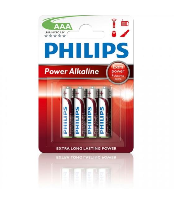 Pack de 4 pilas aaa philips lr03p4b/10/ 1.5v/ alcalinas