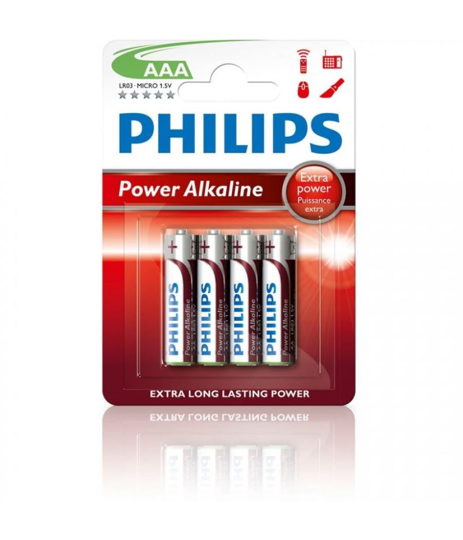 Pack de 4 pilas aaa philips lr03p4b/10/ 1.5v/ alcalinas Pack de 4 pilas aaa philips lr03p4b/10/ 1.5v/ alcalinas