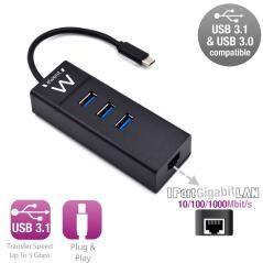 EWENT EW1141 Hub Tipo-C 3Pts.USB 3.1+1pto. GIGABIT - Imagen 9